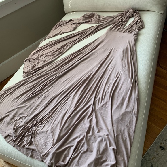 Elegant Taupe Maxi Dress - Picture 2 of 9